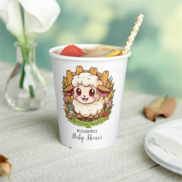 Gobelets En Papier Baby shower de mouton agricole de charme