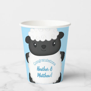 Gobelets En Papier Baby shower de mouton ferme Blue Boy