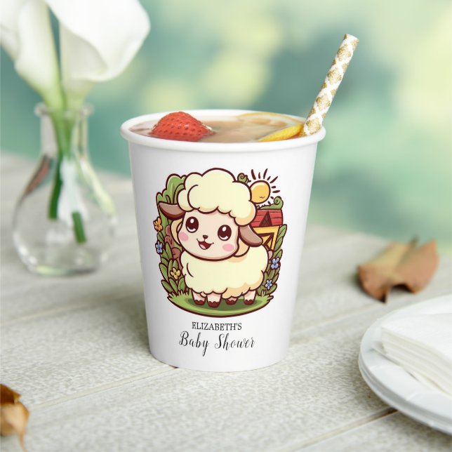 Gobelets En Papier Baby shower de mouton mignon (Insitu)