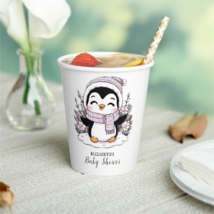 Gobelets En Papier Baby shower de pingouin à neige pour enfants