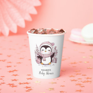 Gobelets En Papier Baby shower de pingouin magique Pastel