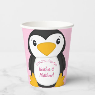 Gobelets En Papier Baby shower de pingouin rose