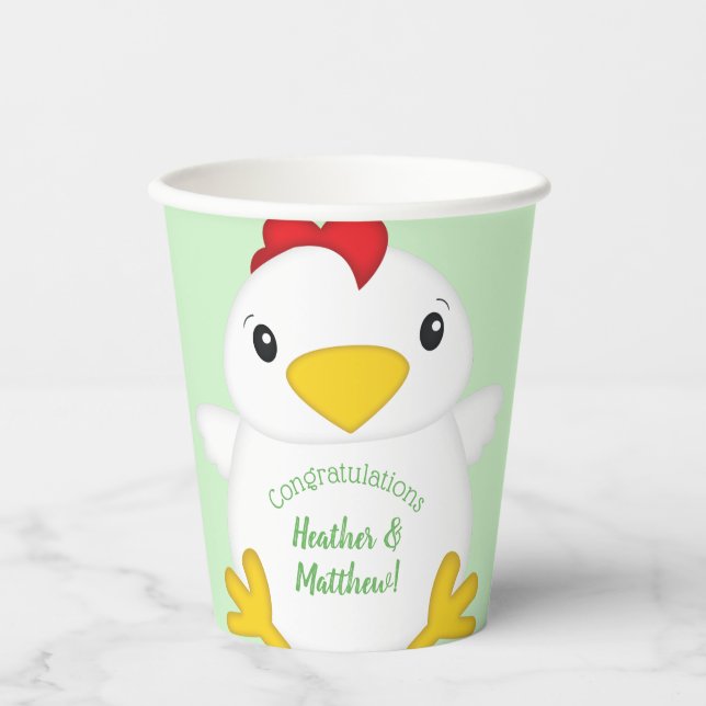 Gobelets En Papier Baby shower de poulet (Recto)