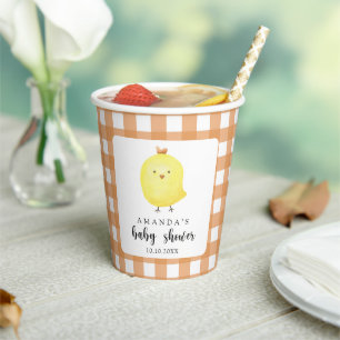 Gobelets En Papier Baby shower de poulet aquarelle