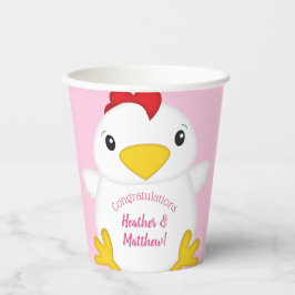 Gobelets En Papier Baby shower de poulet rose