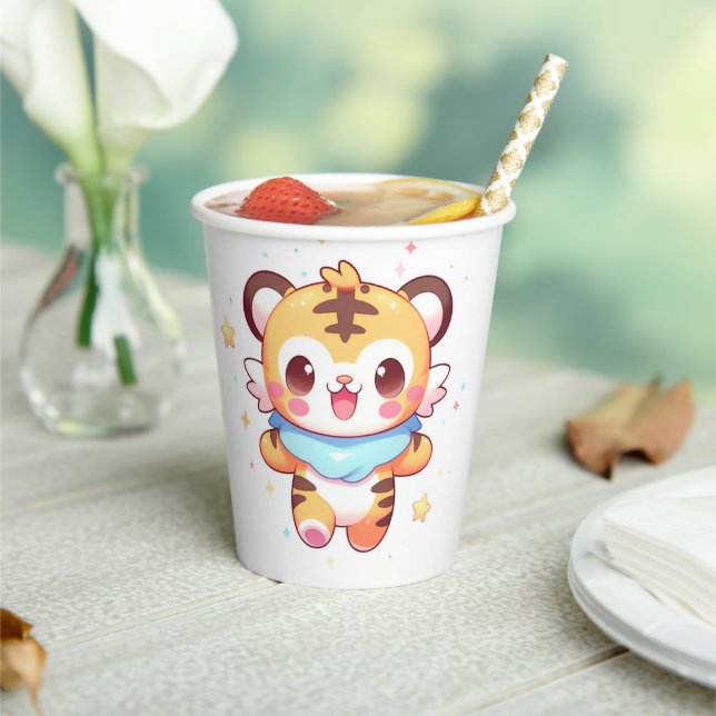Gobelets En Papier Baby shower de tigre doux (Insitu)