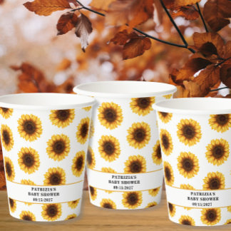 Gobelets En Papier Baby shower de tournesol d'automne