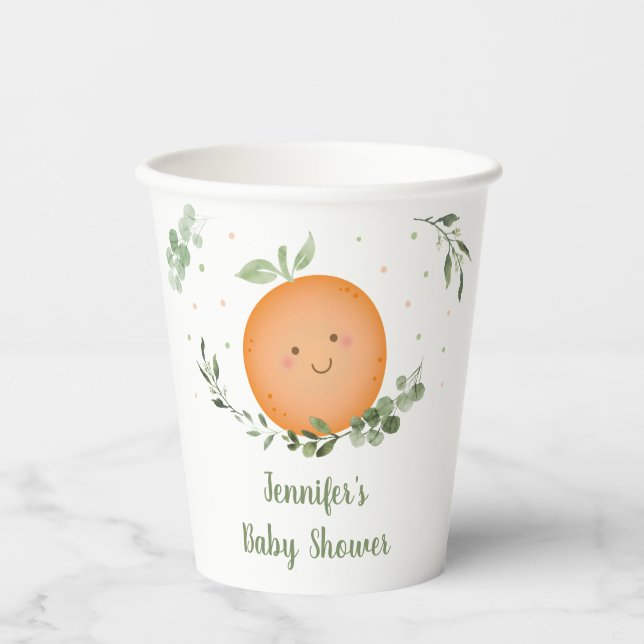 Gobelets En Papier Baby shower de verdure de Little Cutie (Recto)
