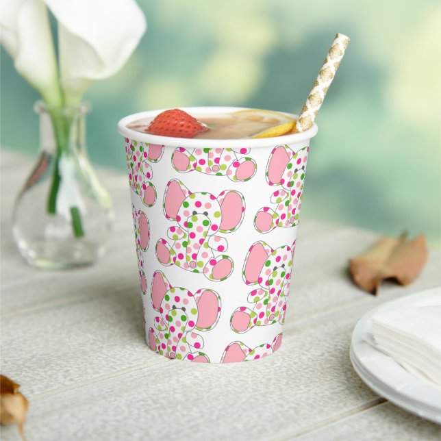 Gobelets En Papier Baby shower d'éléphant rose (Insitu)