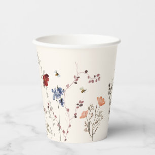 Gobelets En Papier Baby shower des abeilles Fleur sauvage Boho
