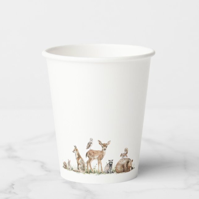 Gobelets En Papier Baby shower des animaux forestiers (Recto)