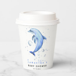 Gobelets En Papier Baby shower des dauphins océaniques aquarelles