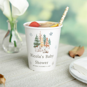 Gobelets En Papier Baby shower des lapins d'hiver