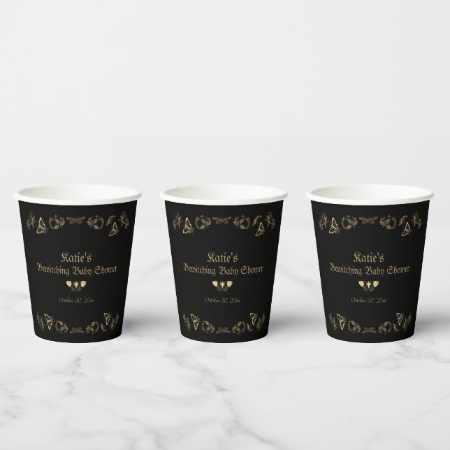 Gobelets En Papier Baby shower d'Halloween gothique victorien sombre (Multi)