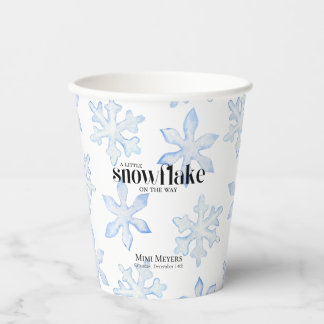 Gobelets En Papier Baby shower d'hiver bleu Little Snowflake