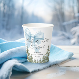 Gobelets En Papier Baby shower d'hiver Blue Bow
