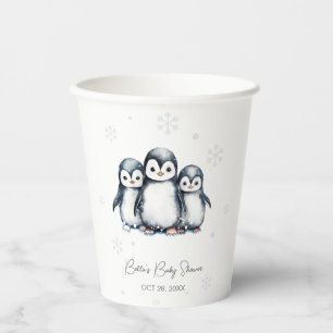 Gobelets En Papier Baby shower d'hiver de Pingouin mignon