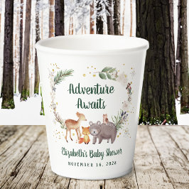 Gobelets En Papier Baby shower d'hiver sur les animaux des bois