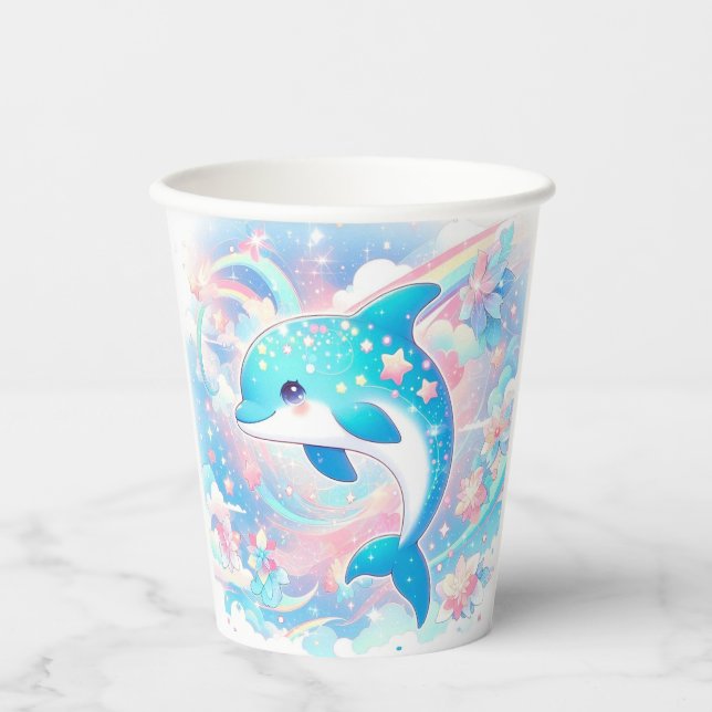 Gobelets En Papier Baby shower Dolphin simple (Recto)