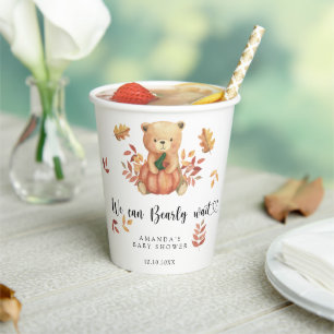 Gobelets En Papier Baby shower d'ours en peluche automnale