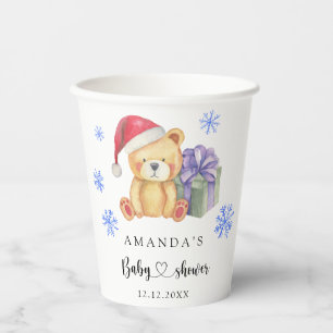 Gobelets En Papier Baby shower d'ours en peluche d'hiver