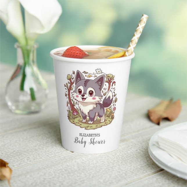 Gobelets En Papier Baby shower du loup de forêt (Insitu)