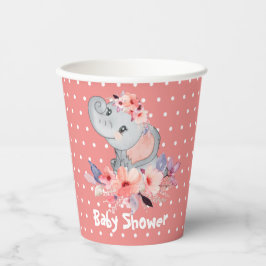 Gobelets En Papier Baby shower Eléphant mignon
