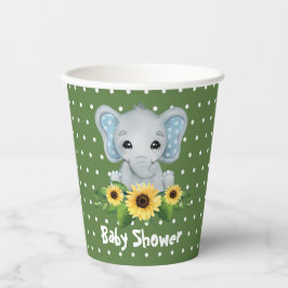 Gobelets En Papier Baby shower Eléphant mignon