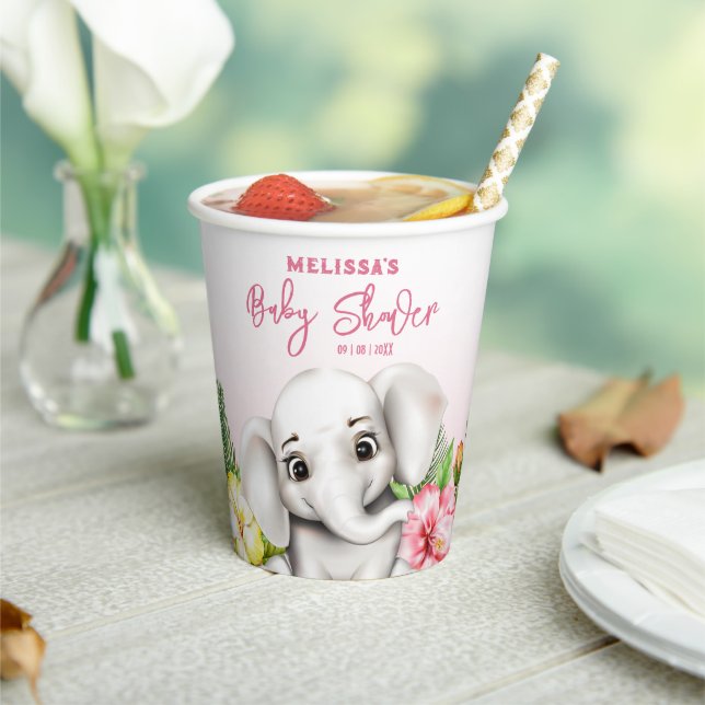 Gobelets En Papier Baby shower Elephant Safari (Insitu)