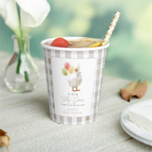 Gobelets En Papier Baby shower En vichy Silencieux Goose Greige