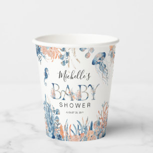 Gobelets En Papier Baby Shower Enchanté sous l'Océan à l'Aquarelle