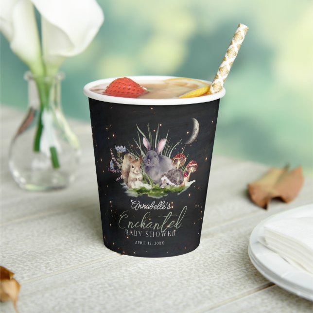 Gobelets En Papier Baby shower Enchanted Forest Woodland Animaux (Insitu)