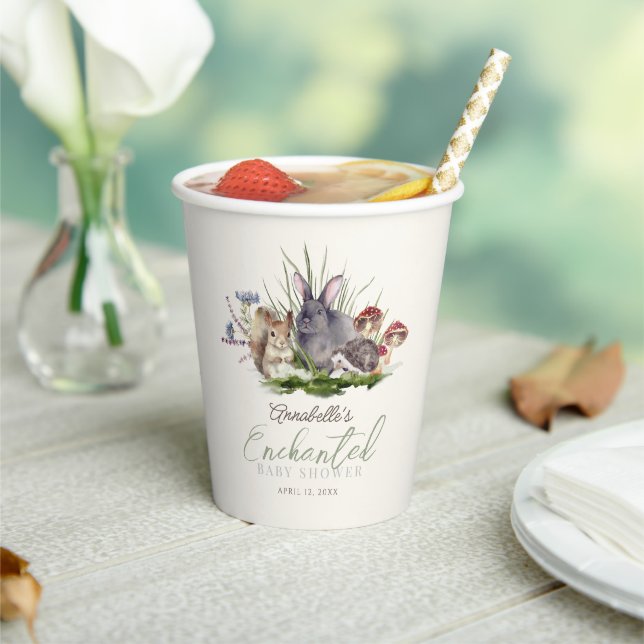 Gobelets En Papier Baby shower Enchanted Forest Woodland Animaux (Insitu)