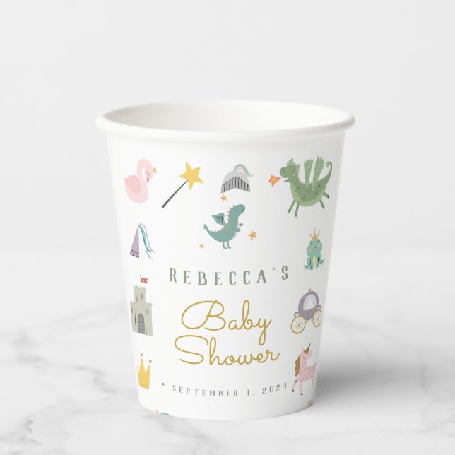 Gobelets En Papier Baby shower Fairytale Cute Dragon (Recto)