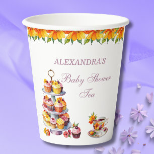 Gobelets En Papier Baby shower Fête de Thé Lilac Rose Floral