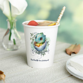 Gobelets En Papier Baby shower Feuille Dinosaur Oeuf Cute Aquarelle