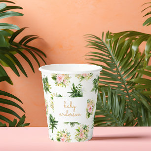 Gobelets En Papier Baby Shower Feuilles Tropicales