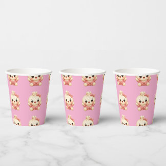 Gobelets En Papier Baby shower Fille Bao