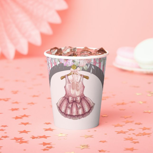 Gobelets En Papier Baby shower Fille de Ballet Rose Tutu Ballerina mo (Insitu)
