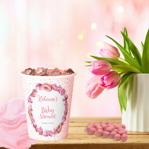 Gobelets En Papier Baby shower fille de cadre de bonbons rose