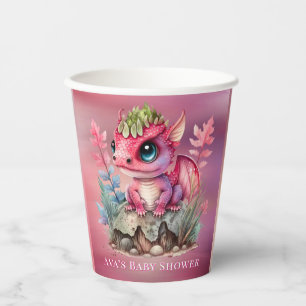 Gobelets En Papier Baby shower Fille Dragon Rose Hot