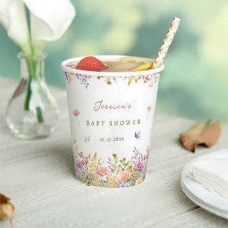 Gobelets En Papier Baby-Shower Fleur Sauvage