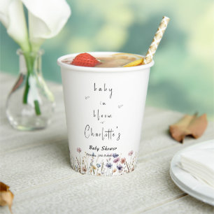 Gobelets En Papier Baby shower Fleur sauvage Baby In Bloom