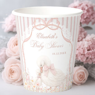 Gobelets En Papier Baby Shower Fleur Sauvage Dentelle Oie