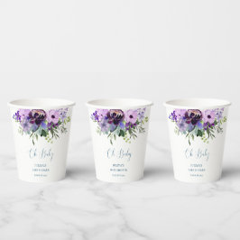 Gobelets En Papier Baby shower fleuri violet