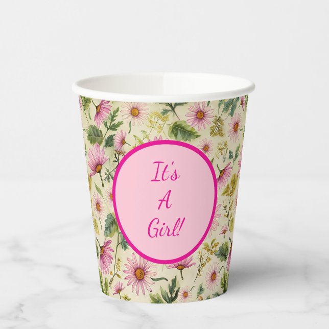 Gobelets En Papier Baby shower floral de printemps (Gauche)