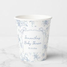 Baby shower Floral Toile Bleue
