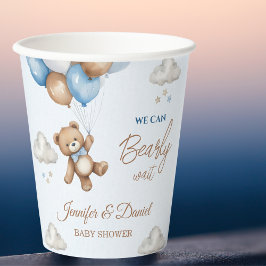 Gobelets En Papier Baby shower flottant bleu Ours en Teddy