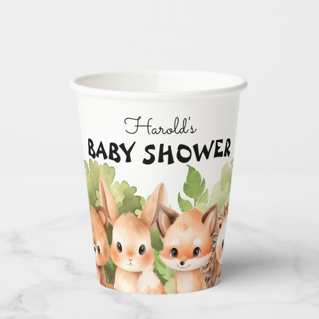 Gobelets En Papier Baby shower forestier (Gauche)