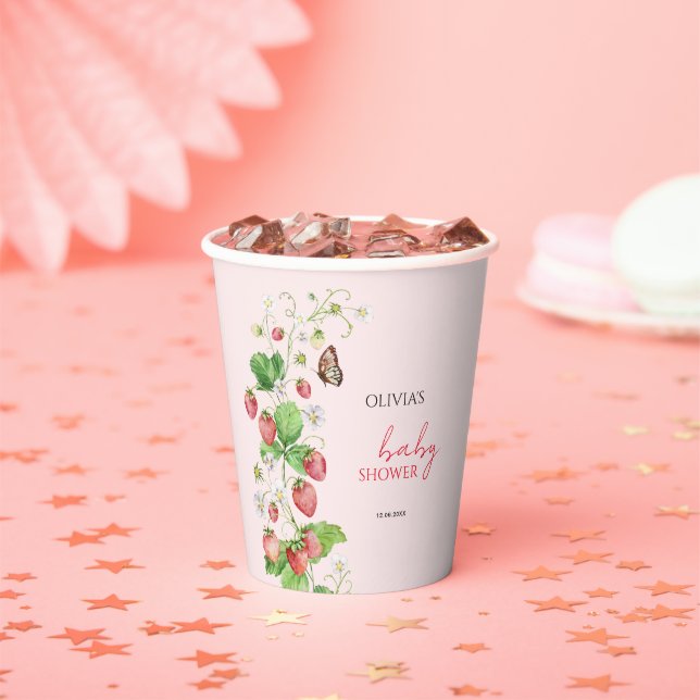 Gobelets En Papier Baby Shower Fraise (Insitu)